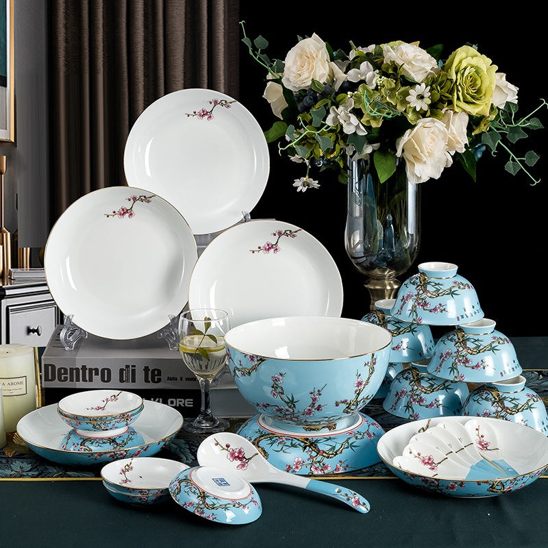 Luxury 26-Piece Handmade Bone China Enamel Chinese Dinnerware Gift Box Set for Six