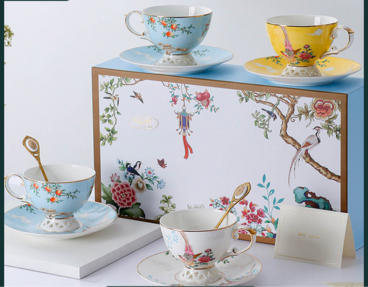 Phoenix & Blessings: Afternoon Tea Cup and Saucer Sets for Two in Gift Box