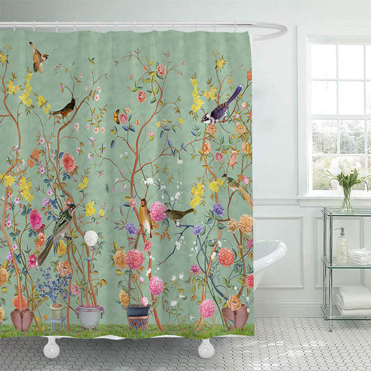 Chinoiserie Romantic Flowers Shower Curtain