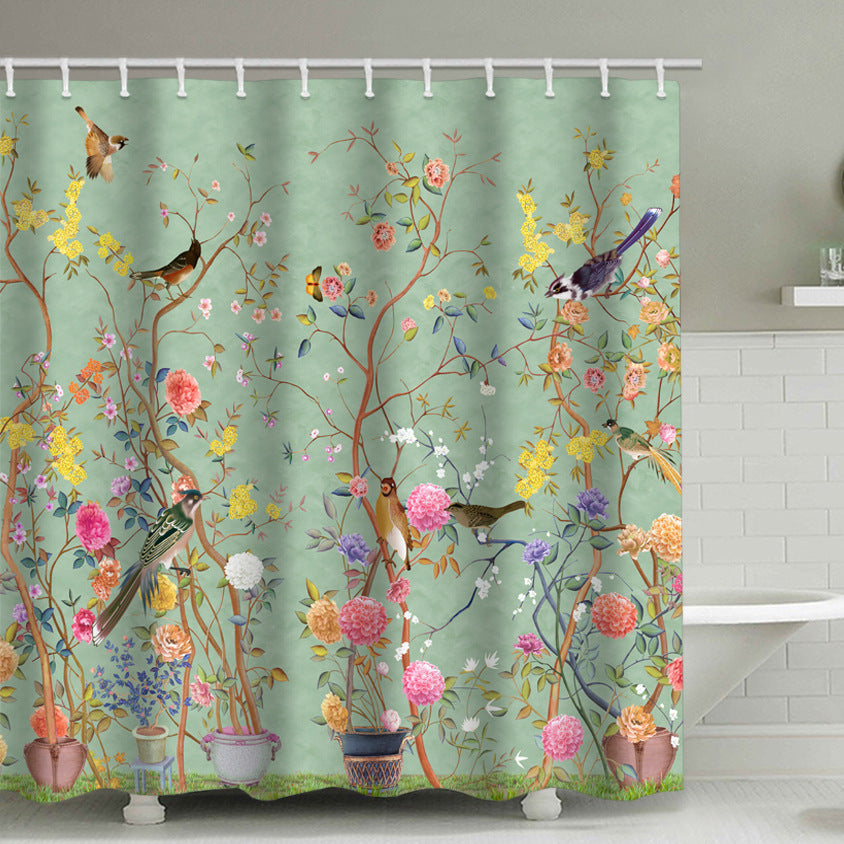 Chinoiserie Romantic Flowers Shower Curtain