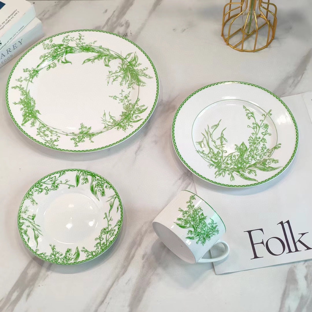 Lily of the Valley Series Four-piece Porcelain Dinnerware Set