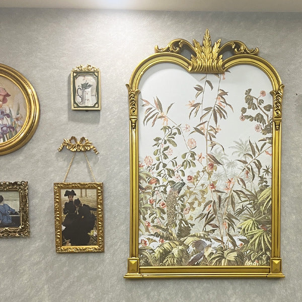 Flower And Bird Jungle Peacock Decorative Painting with Gold Frame.