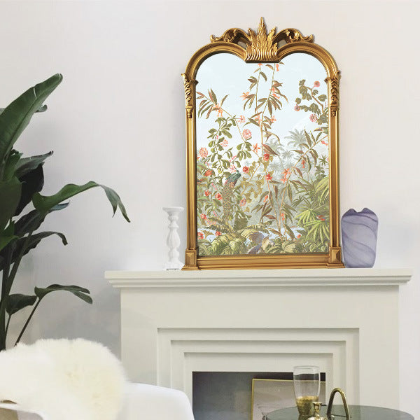 Flower And Bird Jungle Peacock Decorative Painting with Gold Frame.